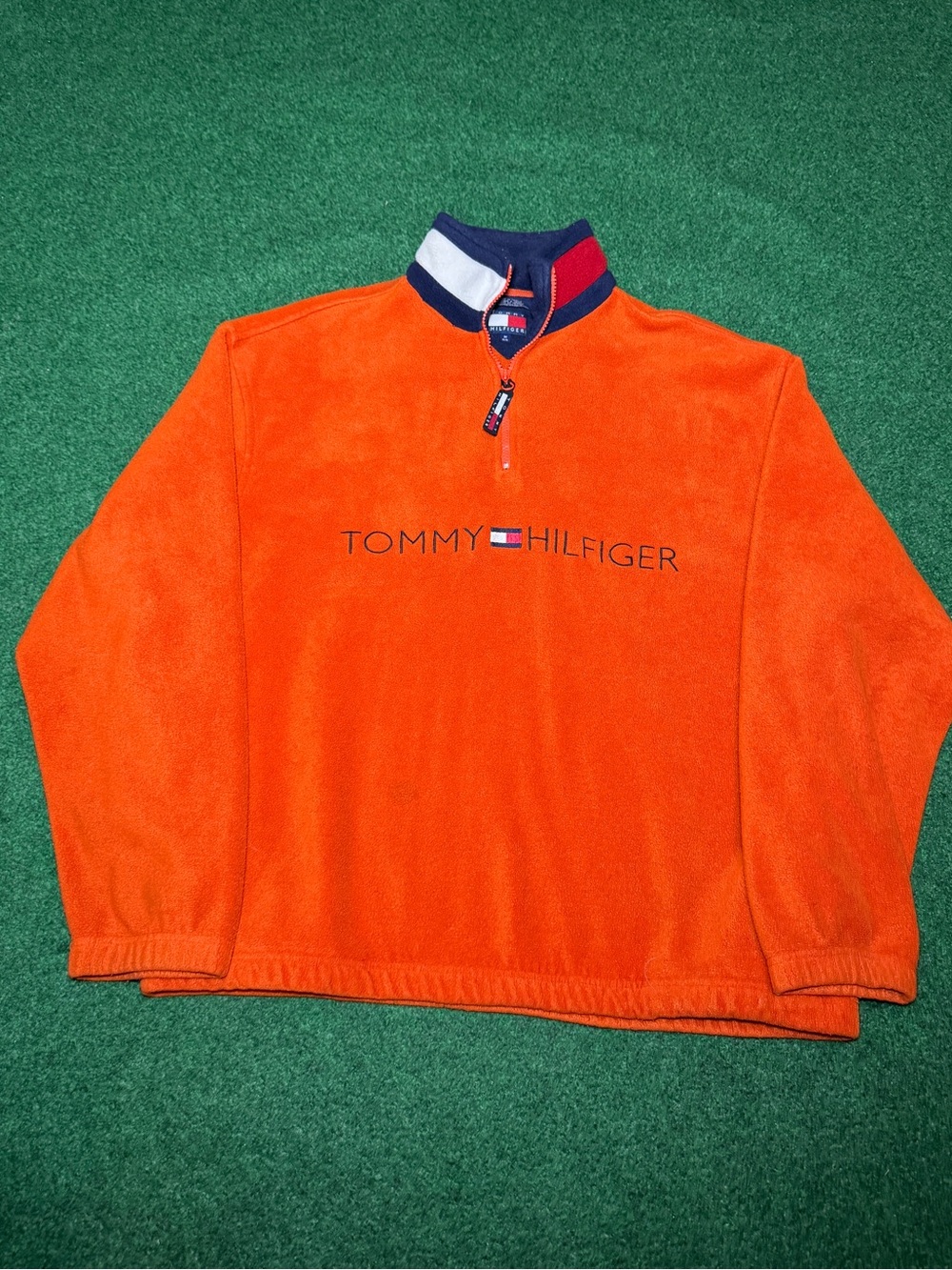 Vintage 90s Tommy Hilfiger Spellout Fleece Sweatshirt, Hip Hop Streetwear M